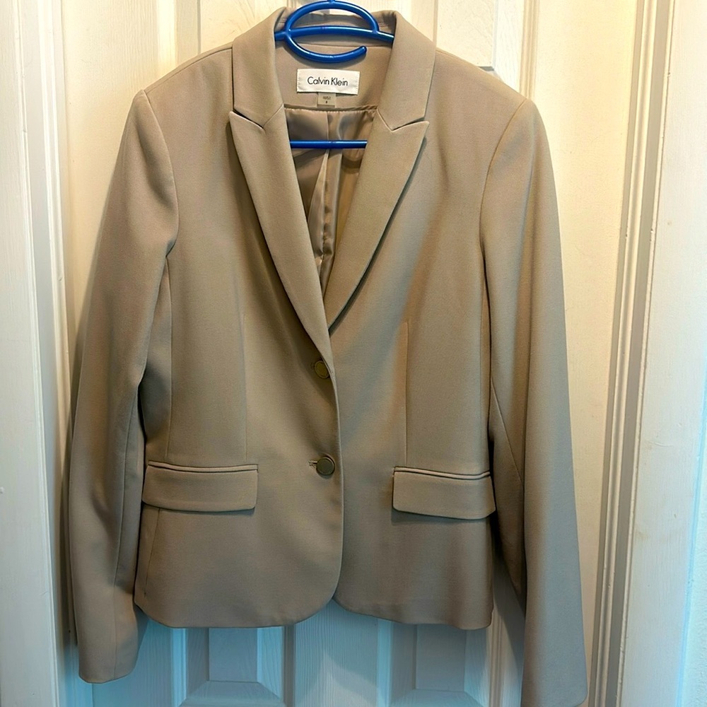 Calvin Klein suit, jacket and skirt, khaki colored. Skirt size 4 & jacket size 8